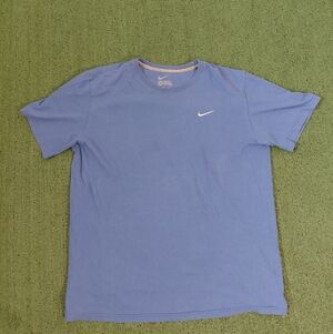 Nike Blue Shirt White Check Embroidered T Shirt Size XL